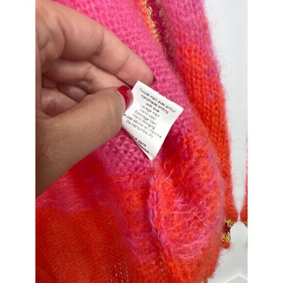 NWT Rose Carmine Oversized Ombré Mohair Blend Cardigan Pink White Size: OS - Picture 9 of 10